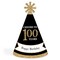 Big Dot of Happiness Adult 100th Birthday - Gold - Cone Birthday Party Hats for Adults - Set of 8 (Standard Size)